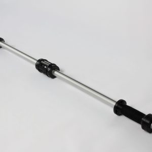 Produktbild SlideStick: Aluminiumstange mit einem schwarzen Mittelstück und zwei schwarzen Handgriffen, die mit Griptape umwickelt sind.